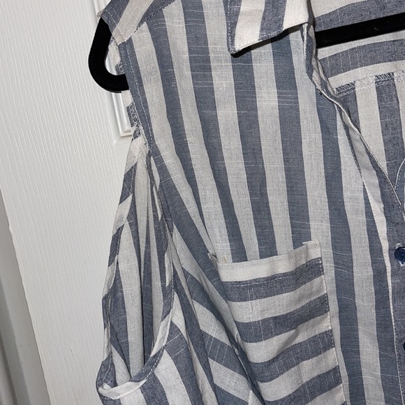 Blue & White Striped Casual Mini Dress - Picture 3 of 5